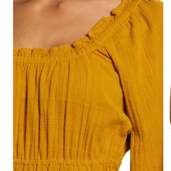 NWT Madewell Sophia Textured Plaid Cotton Gold Top Medium - Picture 7 of 11